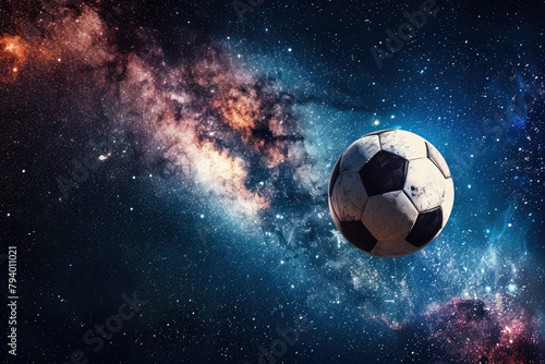 a flying soccer ball in space © wernerimages