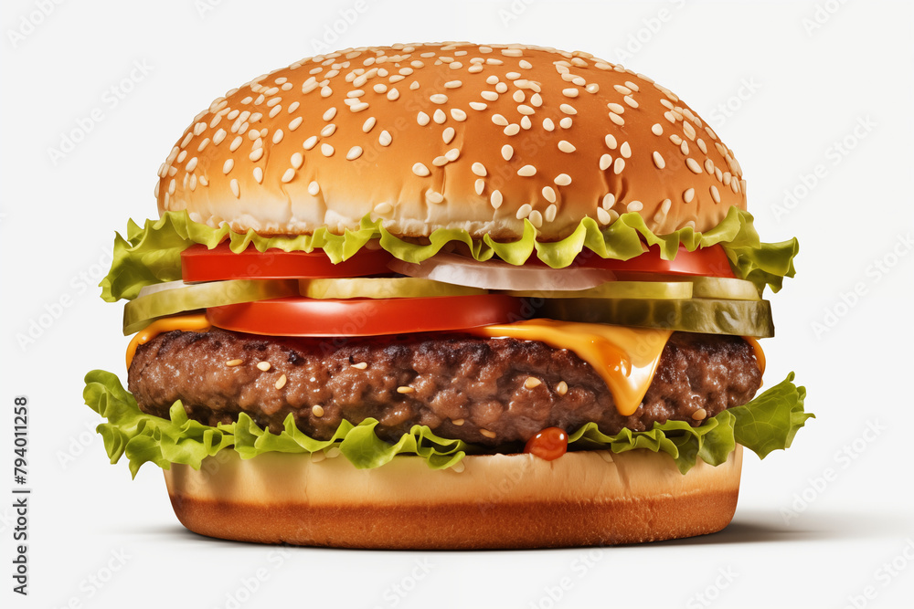 Hamburger on white background. Fast food related topics. Topics related to malnutrition. Job offer. Image for graphic designer. Image for flyers. Hamburger on white background. Fast food related topics. Topics related to malnutrition. Job offer. Image for graphic designer. Image for flyers.