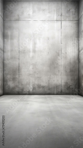 b Empty concrete room with a single light source 