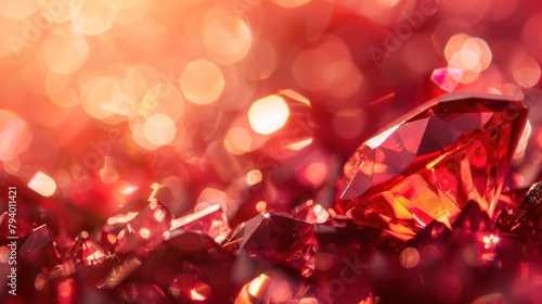 Macro photo of beautiful red gemstones on Abstract Background