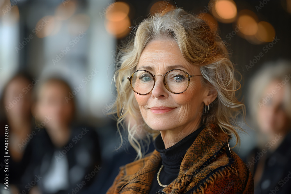 Mature Businesswoman Sharing Insights During Corporate Meeting Mature Businesswoman Sharing Insights During Corporate Meeting