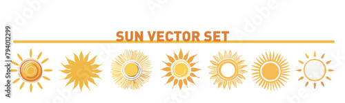 Sun Vector Illustration Set (7 Different Cute Options)