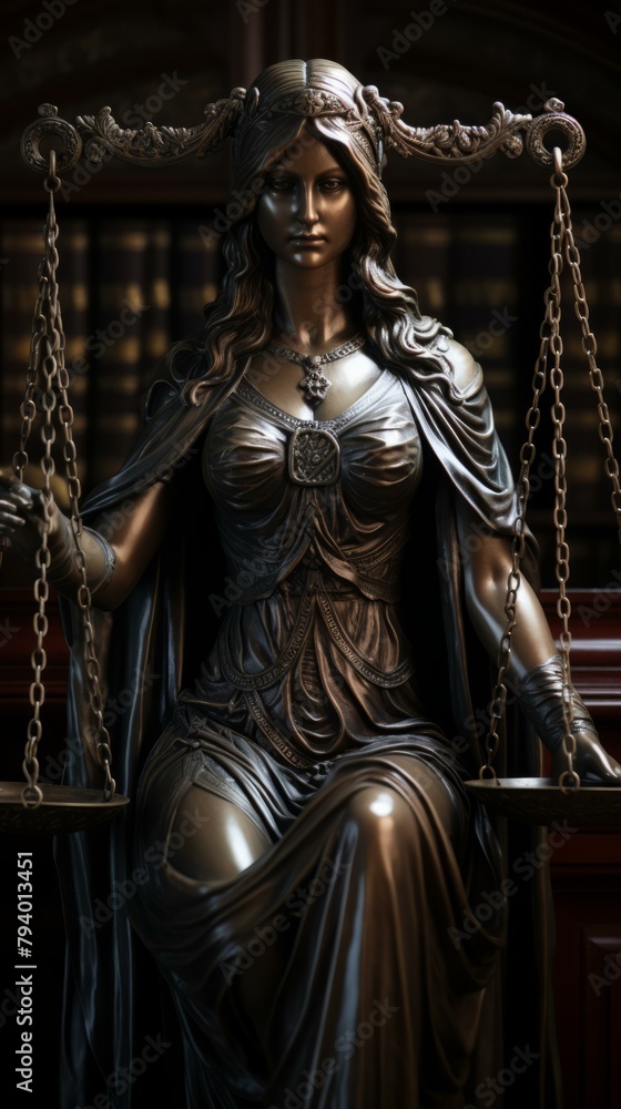 b'Lady Justice statue with scales'