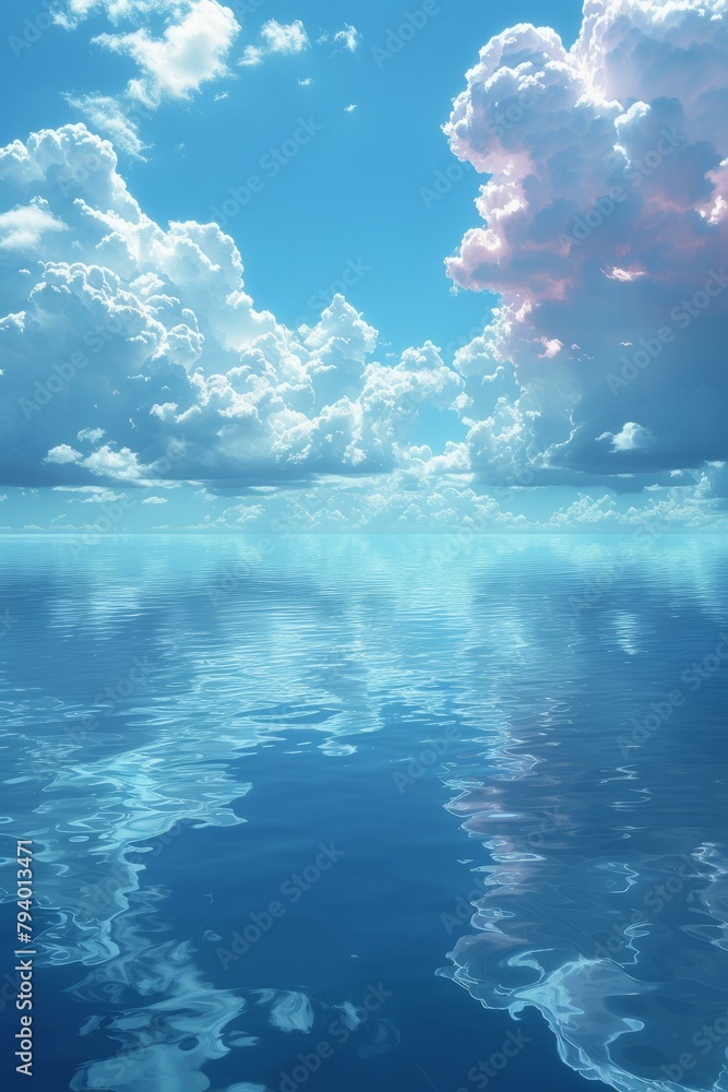 Naklejka premium b'Pink clouds over a vast ocean'