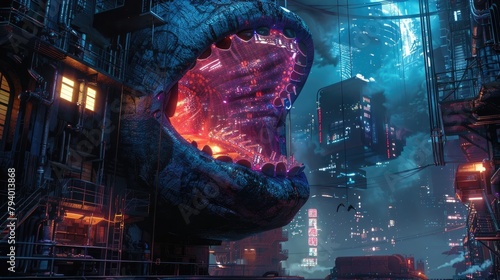 Natures Glowing Secrets Revealed in a Futuristic Industrial Setting photo