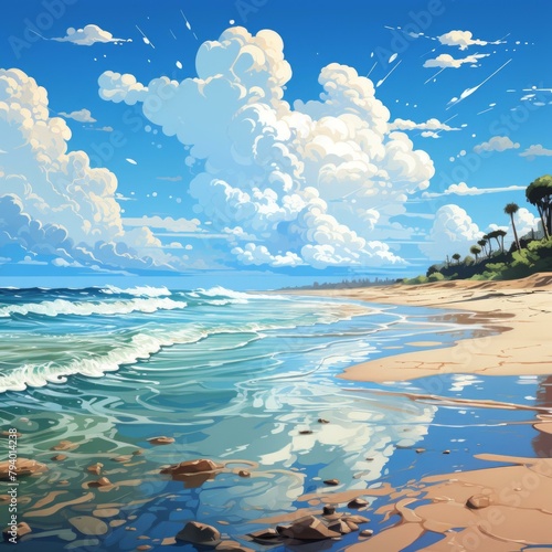 b'Beach Paradise: Azure Sky and Gentle Sea' © Adobe Contributor