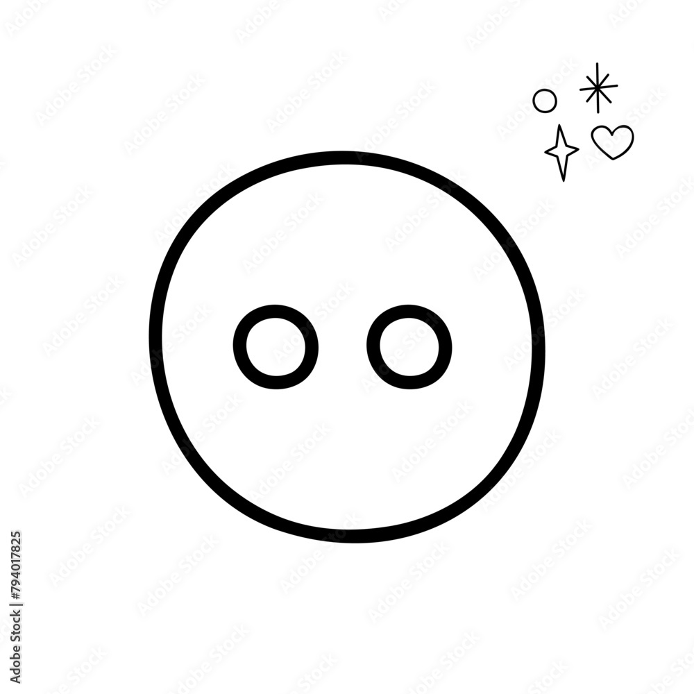 Button with two holes. Doodle outline vector black and white illustration. Button with two holes. Doodle outline vector black and white illustration.