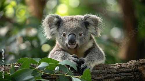 Cute koala sitting on branch