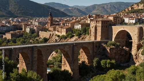 Road bridge and residence district in Teruel