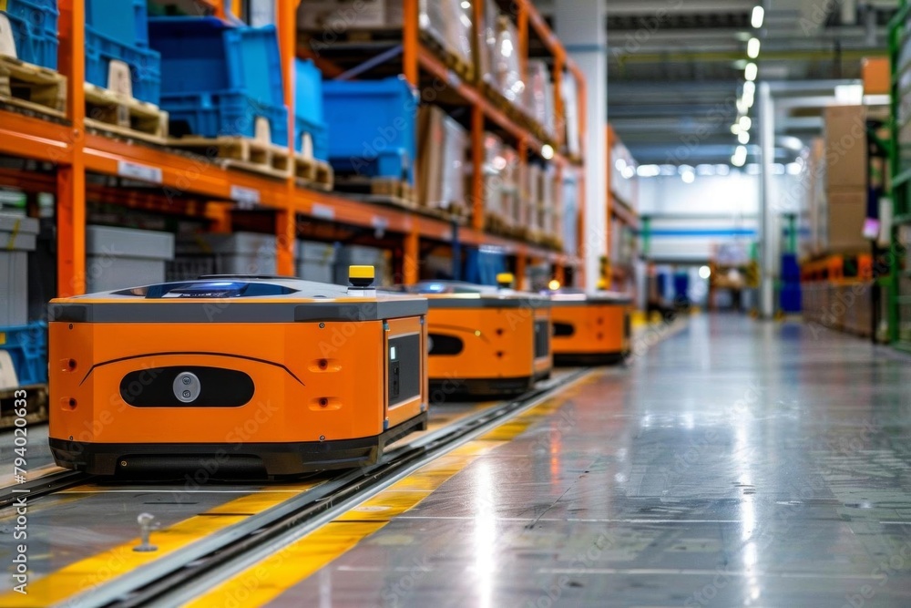 autonomous robotics warehouse robots efficiently transporting goods in industry setting