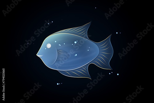 Anglerfish , Mysterious anglerfish in the dark depths with bioluminescent blue light photo