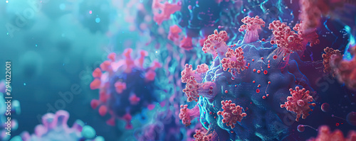 3d render of corona virus with background photo