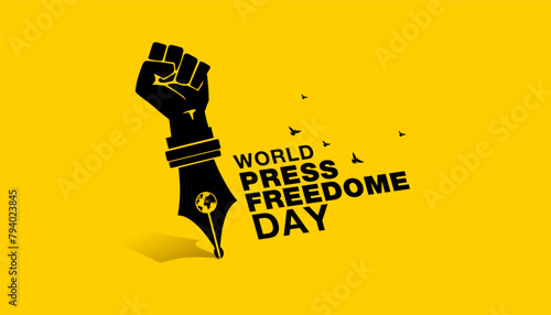 Press Freedom Day banner design with pen and world Press Freedom Day typography.