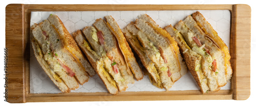 Classic club sandwich with Turkey Ham, Egg, Cheese, Vegetables