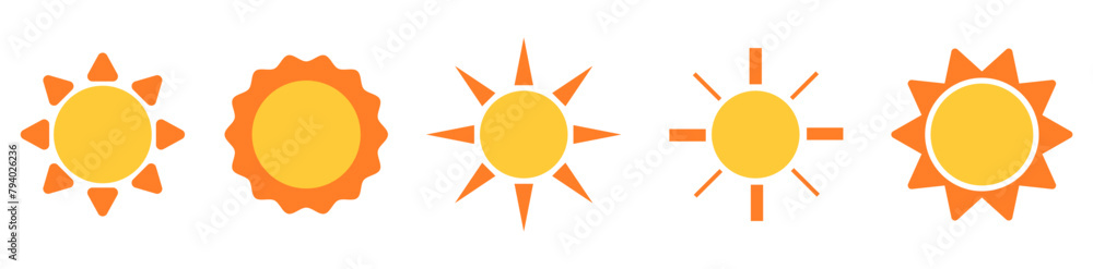 Summer sun icon with different shape Illustration vector Summer sun icon with different shape Illustration vector
