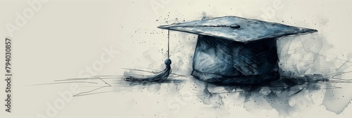 Graduation cap with tassel sketch, illustration photo