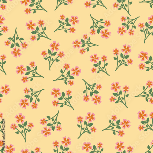 flower floral vintage seamless pattern. This is a retro flower repeat vector illustration. Design for decorative, wallpaper, shirts, clothing, tablecloths, blankets, wrapping, texture, textile,     © my little project