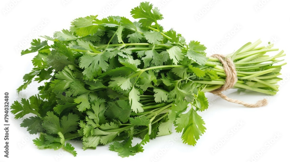 Fresh coriander bundle isolated on a white background Fresh coriander bundle isolated on a white background