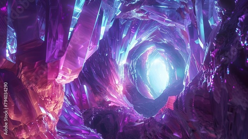 futuristic liquid crystal caverns abstract 3d forms frozen in iridescent structures digital art