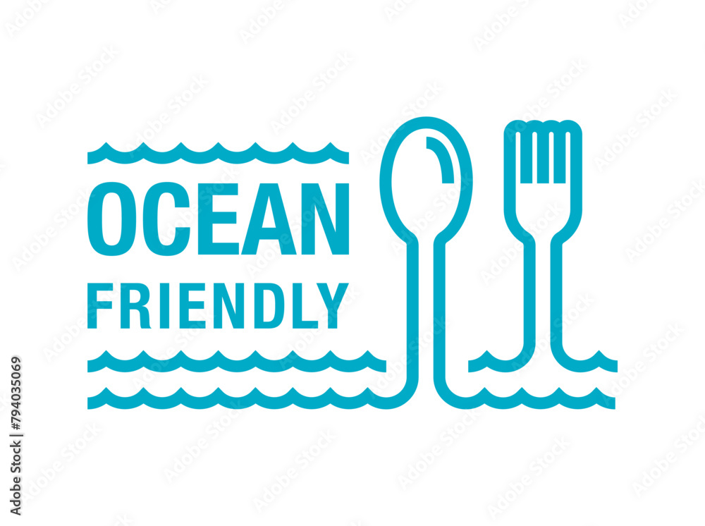 Ocean-friendly label in bold line