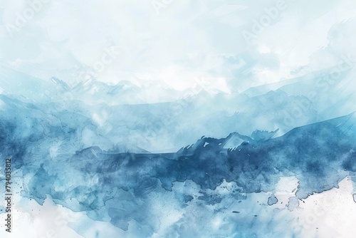 dreamy abstract light blue watercolor background with soft brushstrokes and white space artistic paint texture