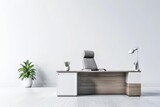 elegant office chair and workstation on pristine white background minimalist furniture design 3d rendering