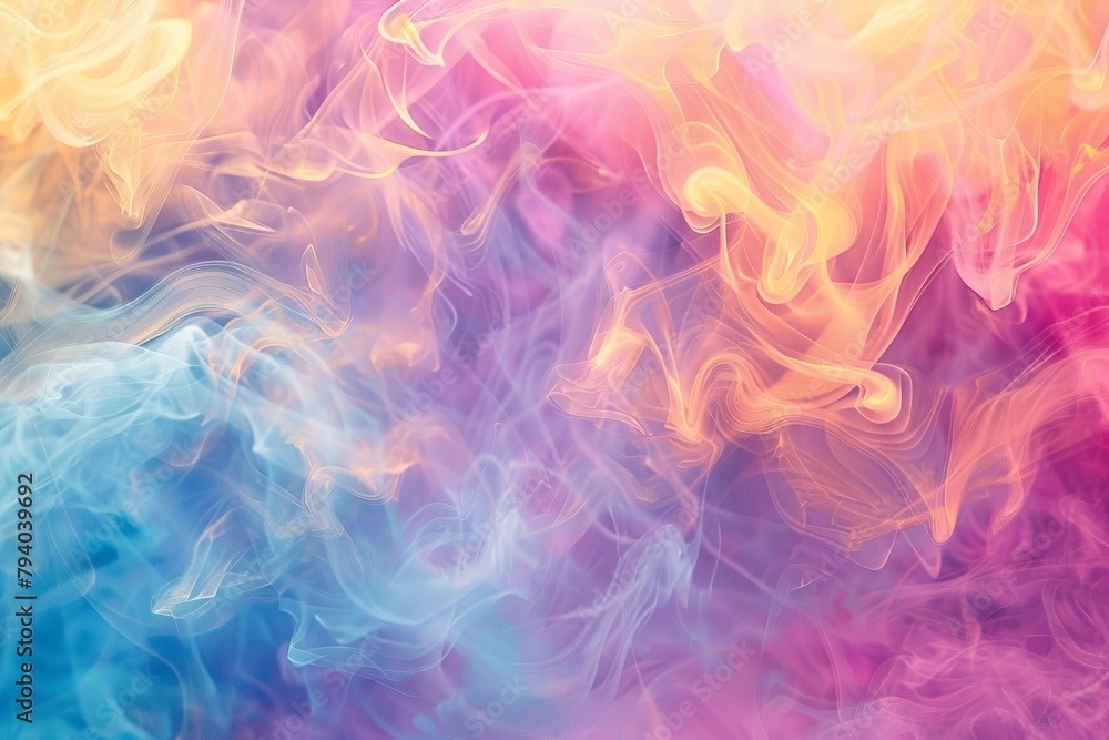 ethereal colorful smoke and dye swirls in water abstract background