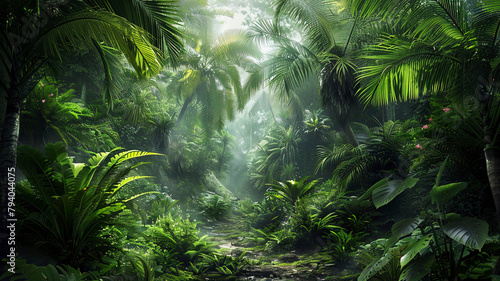 panoramic view of the tropical jungle, tropical forest scenery, tropical green landscape © Gegham