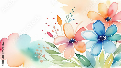 Elegant vintage pastel leaves and flowers. Abstract watercolor botanical background. floral art