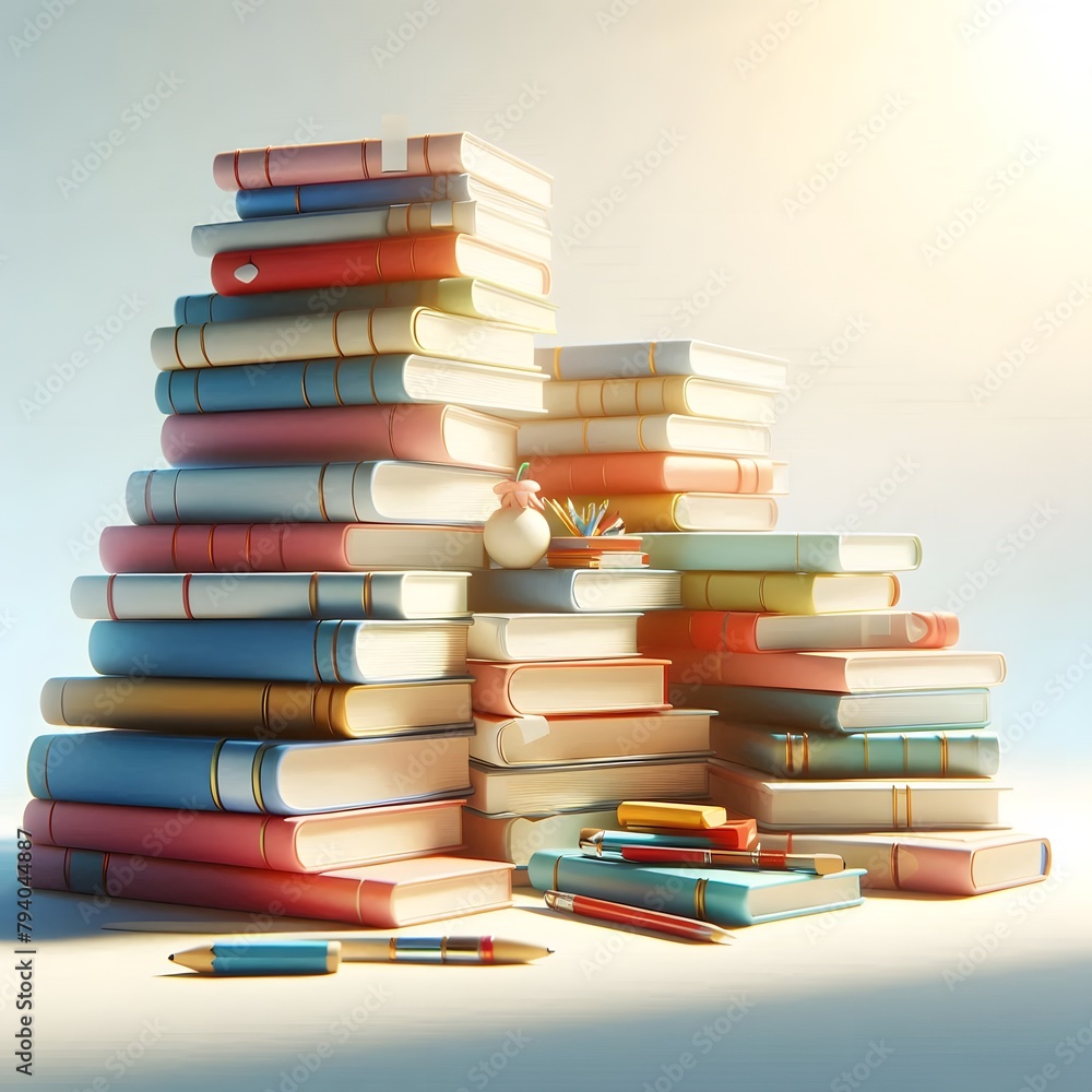 Stack of books in a minimalist background Stack of books in a minimalist background