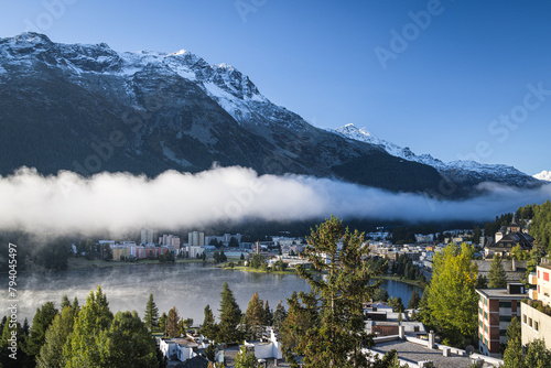 View of  St. Moritz, and Lake St. Moritz, Switzerland