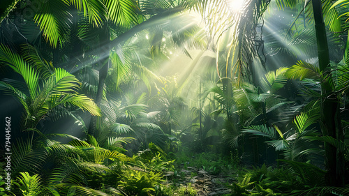 panoramic view of the tropical jungle  tropical forest scenery  tropical green landscape