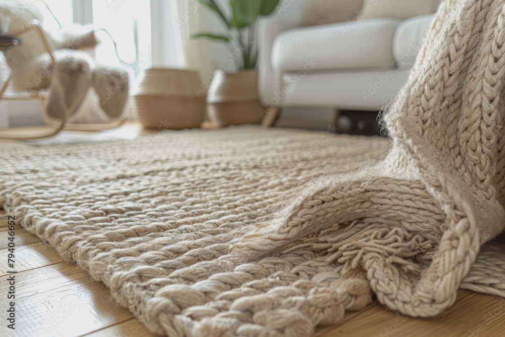 A soft area rug underfoot adds warmth and texture to the hardwood floor. A soft area rug underfoot adds warmth and texture to the hardwood floor.