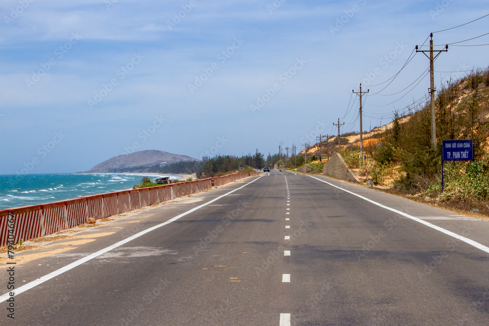 View Of Coastal Road In South Central Coast Of Vietnam. View Of Coastal Road In South Central Coast Of Vietnam.