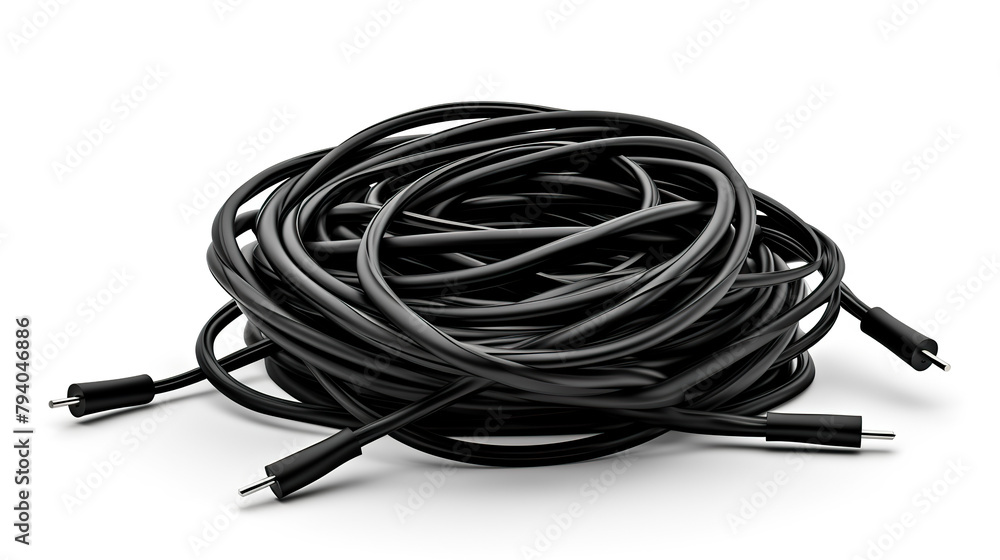 Isolated black device wires on a white background Isolated black device wires on a white background