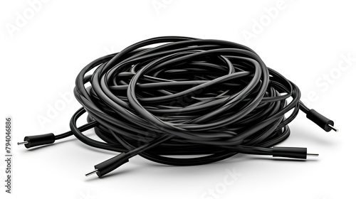 Isolated black device wires on a white background photo