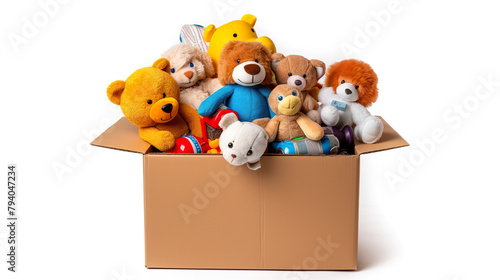 toys in a box isolated on a white background © drizzlingstarsstudio