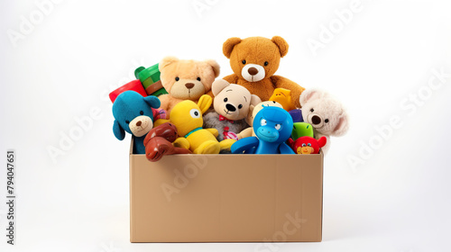 toys in a box isolated on a white background © drizzlingstarsstudio