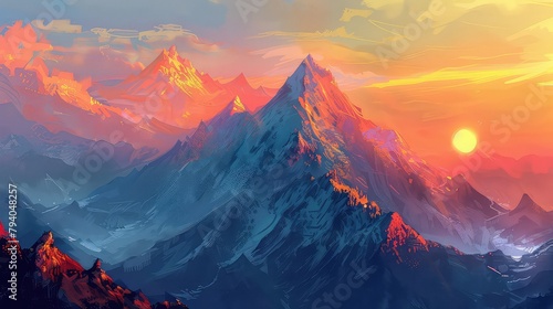 Mountain landscape at sunset photo