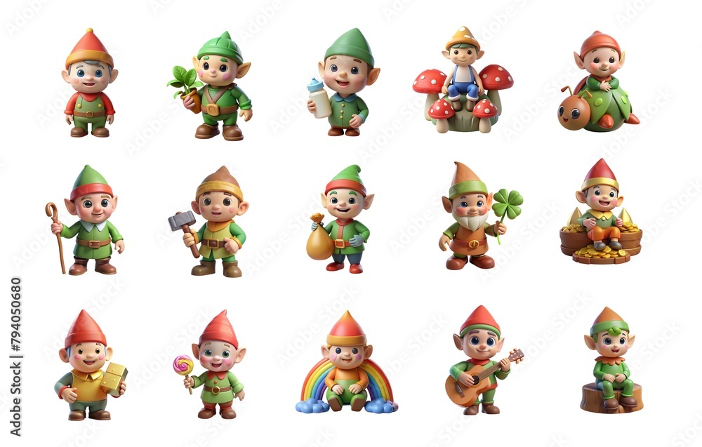 clip art of set Cartoon cute baby Gnome doing different activities clip art of set Cartoon cute baby Gnome doing different activities