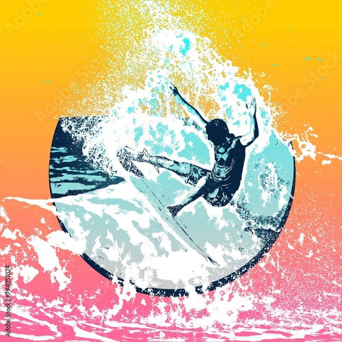 surf, ilustracion, olas, silueta, pegatina, surfista, vector   © fergomez