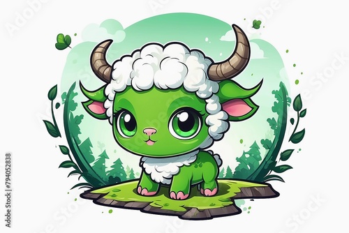 Funny Cute Sheep on white Background. Cartoon Sheep Print  Design for Kids.