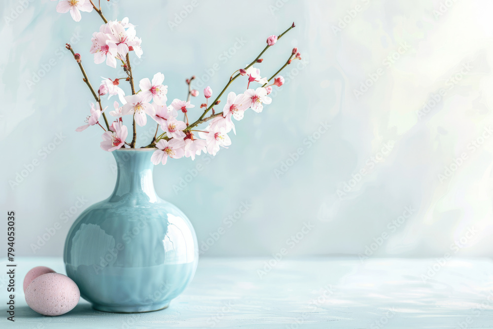 Serene Springtime Still Life with Cherry Blossoms in a Vase Serene Springtime Still Life with Cherry Blossoms in a Vase