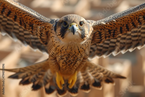Bio-mimetic drones shaped like falcons patrolling a national park to monitor wildlife and deter poachers photo