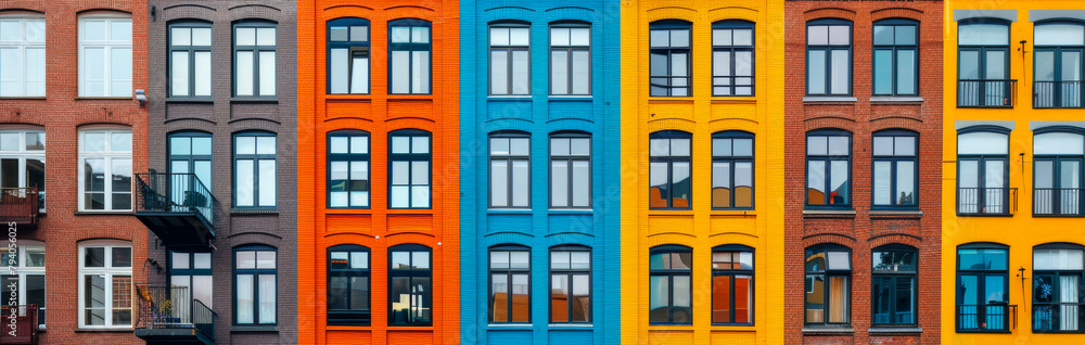 Fototapeta premium Colorful residential facades in contemporary architecture style