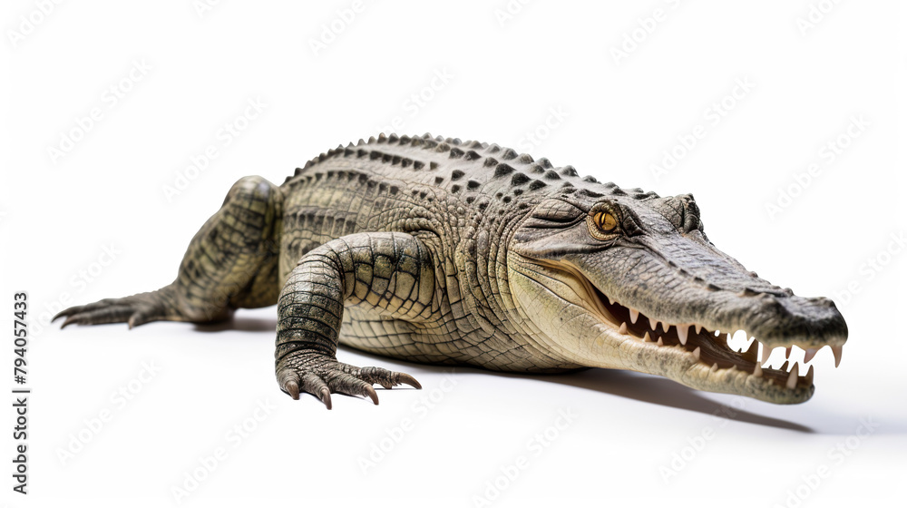 Isolated crocodile on a stark white background Isolated crocodile on a stark white background
