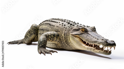 Isolated crocodile on a stark white background