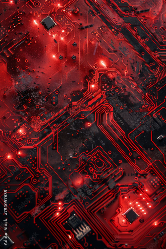 A wall with green leaves and a red background