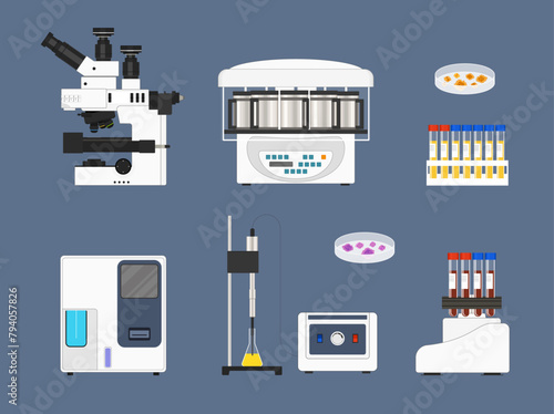 A set of equipment for a pathology laboratory. Equipment for medical laboratory, for research