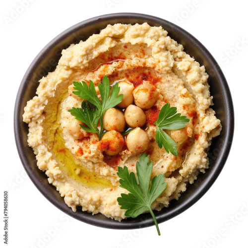 Bowl of humus isolated on transparent background photo